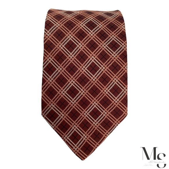 BURBERRY LONDON Brown PLaids & Cheks Silk Tie Made In Italy W:3.75" EX COND - Picture 5 of 6